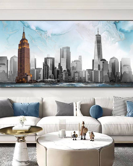 Urban Icons: Famous City Landmarks Landscape Canvas Print 