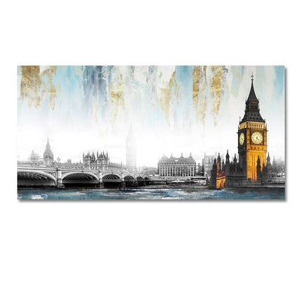 Urban Icons: Famous City Landmarks Landscape Canvas Print 