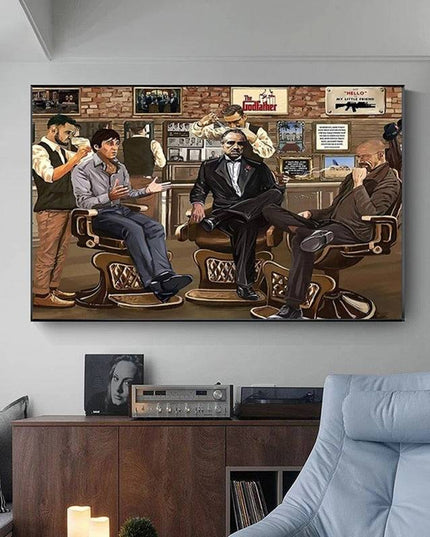 Vintage Charm: Nostalgic Godfather in Barbershop Classic Canvas Print 
