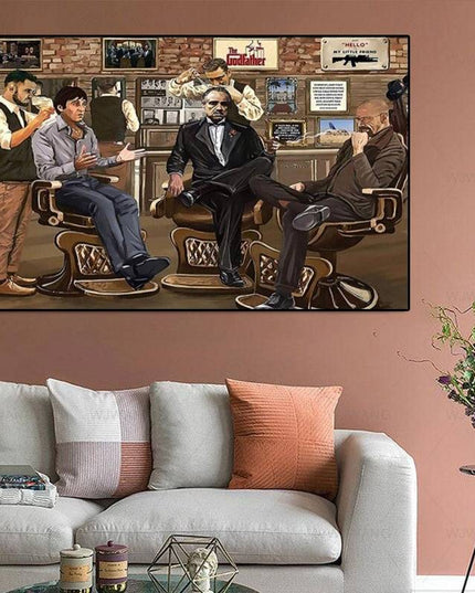 Vintage Charm: Nostalgic Godfather in Barbershop Classic Canvas Print 