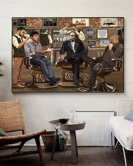 Vintage Charm: Nostalgic Godfather in Barbershop Classic Canvas Print 