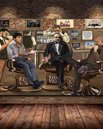 Vintage Charm: Nostalgic Godfather in Barbershop Classic Canvas Print 