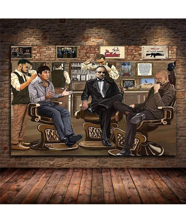 Vintage Charm: Nostalgic Godfather in Barbershop Classic Canvas Print 