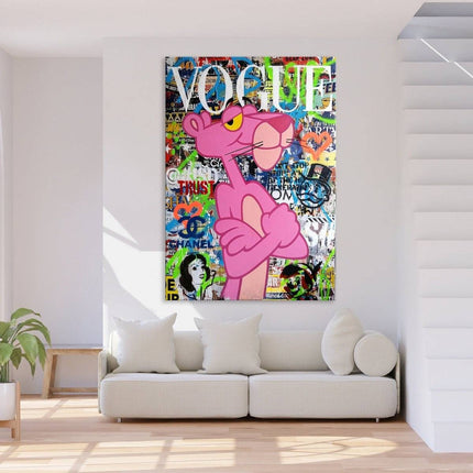 Vogue Cartoon Cover - The Pink Panther Graffiti Pop Art Poster Wall Poster