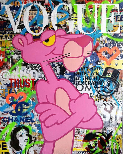 Vogue Cartoon Cover - The Pink Panther Graffiti Pop Art Poster Wall Poster