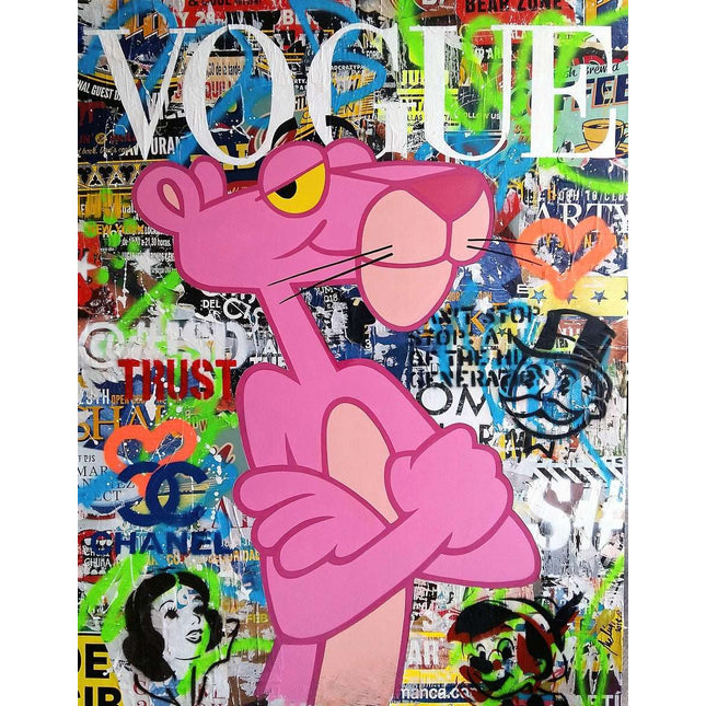 Vogue Cartoon Cover - The Pink Panther Graffiti Pop Art Poster Wall Poster