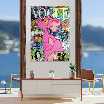 Vogue Cartoon Cover - The Pink Panther Graffiti Pop Art Poster Wall Poster