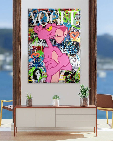 Vogue Cartoon Cover - The Pink Panther Graffiti Pop Art Poster Wall Poster