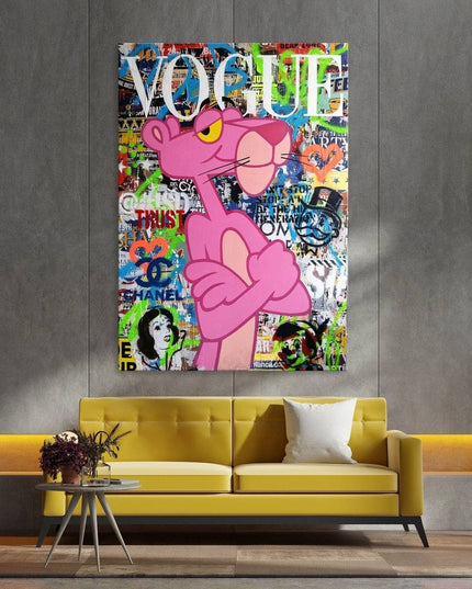 Vogue Cartoon Cover - The Pink Panther Graffiti Pop Art Poster Wall Poster