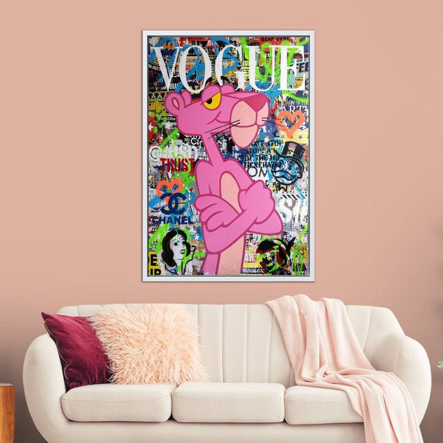 Vogue Cartoon Cover - The Pink Panther Graffiti Pop Art Poster Wall Poster