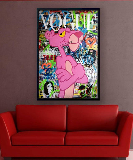 Vogue Cartoon Cover - The Pink Panther Graffiti Pop Art Poster Wall Poster