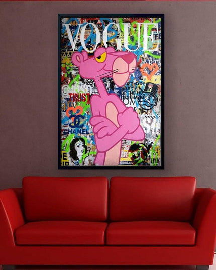 Vogue Cartoon Cover - The Pink Panther Graffiti Pop Art Poster Wall Poster
