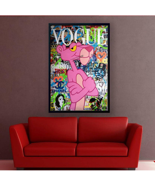 Vogue Cartoon Cover - The Pink Panther Graffiti Pop Art Poster Wall Poster