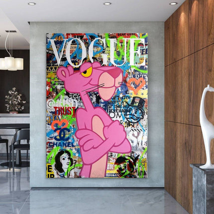 Vogue Cartoon Cover - The Pink Panther Graffiti Pop Art Poster Wall Poster