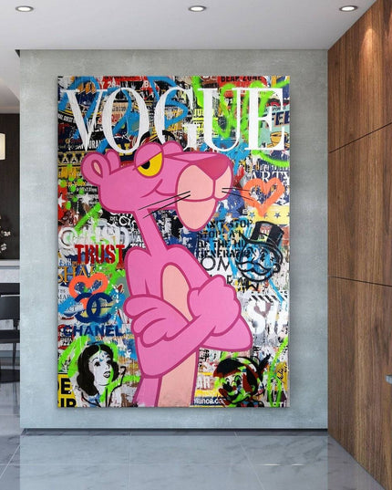 Vogue Cartoon Cover - The Pink Panther Graffiti Pop Art Poster Wall Poster
