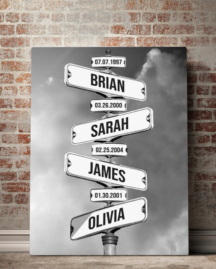 Streets Sign of Memories: Personalized Names & Dates Wall Poster