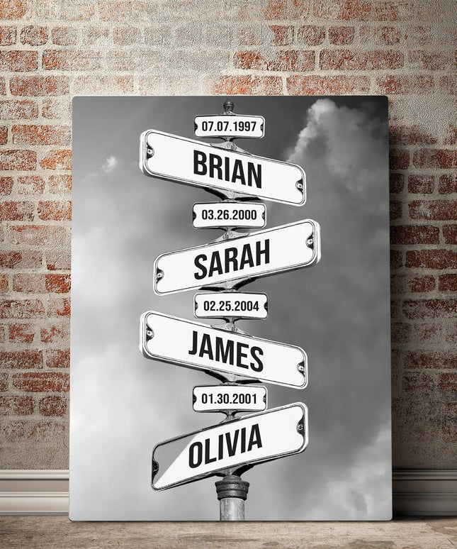Streets Sign of Memories: Personalized Names & Dates Wall Poster