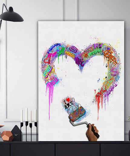 Love Brush: Artistic Graffiti Heart - Gallerie Canvas