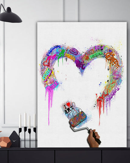 Love Brush: Artistic Graffiti Heart - Gallerie Canvas