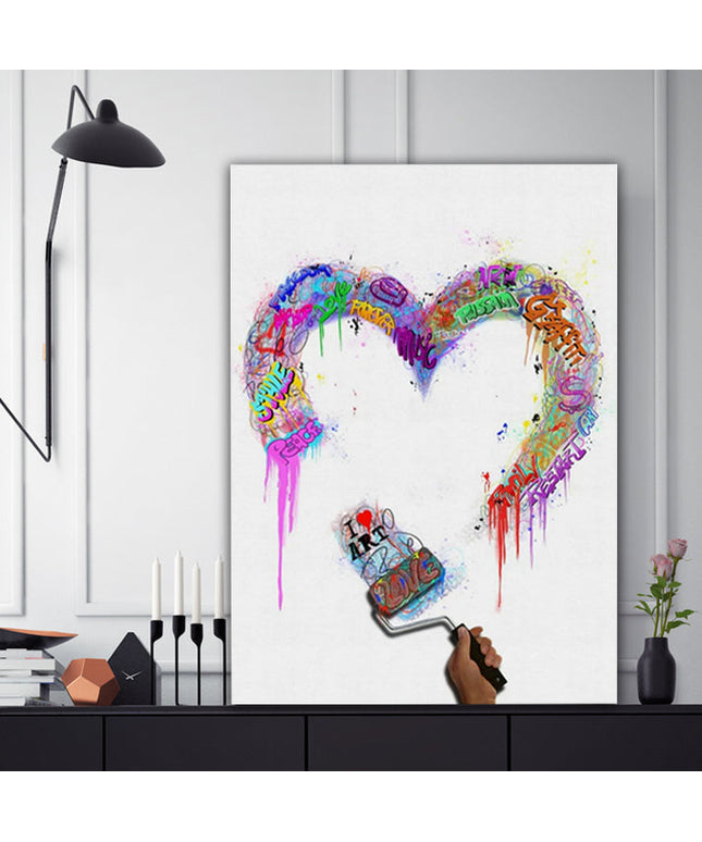 Love Brush: Artistic Graffiti Heart - Gallerie Canvas
