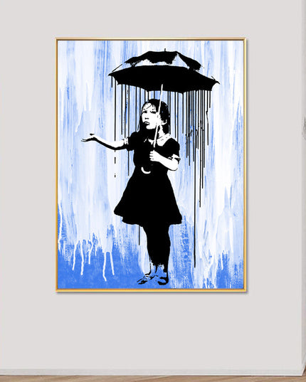 Powerful Symbolism: Blue Rain by Banksy Nola Girl - Gallerie Canvas