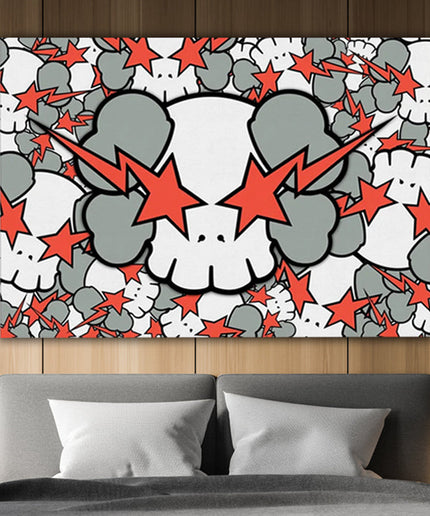 Striking Visuals: KAWS Red Rays Eyes - Gallerie Canvas