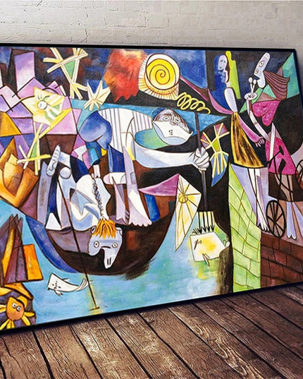 Abstract Night Fishing: Picasso-Inspired Art Print Wall Poster