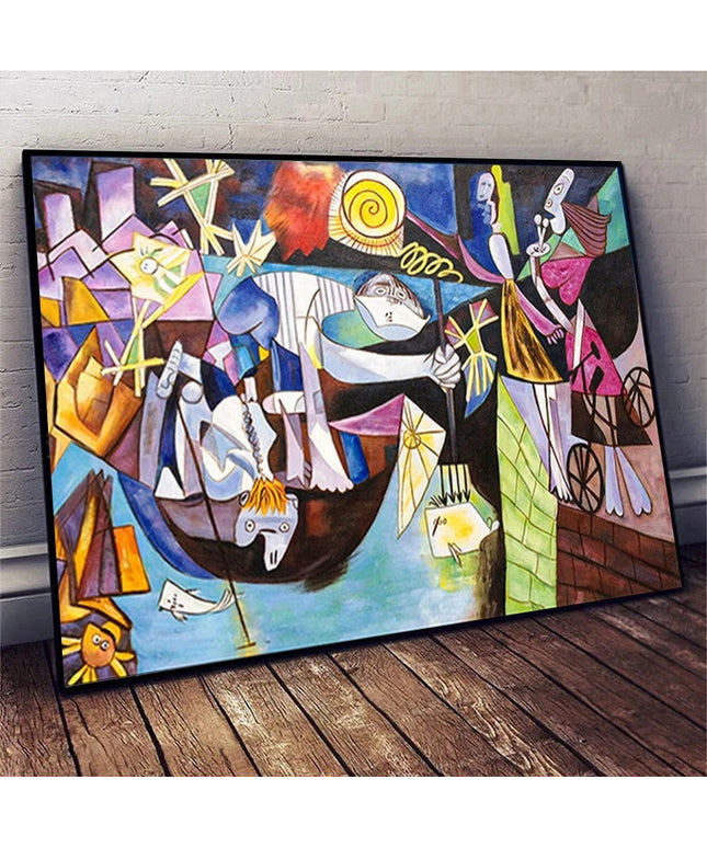 Abstract Night Fishing: Picasso-Inspired Art Print Wall Poster