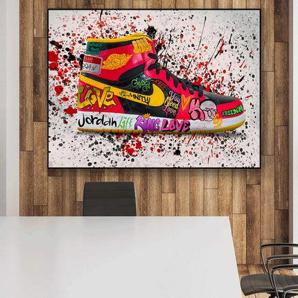 Air Jordan 1: Vibrant Graffiti Splash Sneaker Print Wall Poster
