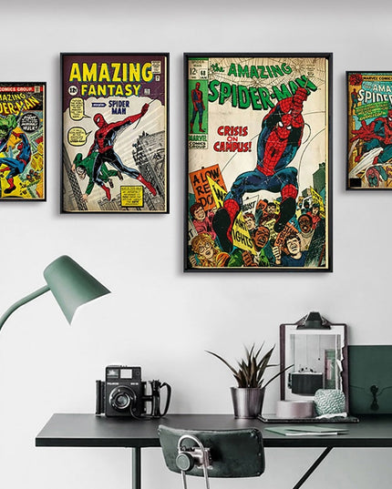 Marvel Super Hero Decorative Painting Anime Spider Man Art Poster Retro American Film Mural Home Childrens Room Wall Decor Print 