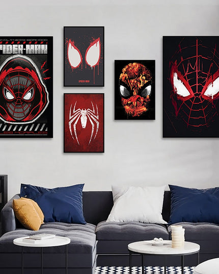 Marvel Super Hero Decorative Painting Anime Spider Man Art Poster Retro American Film Mural Home Childrens Room Wall Decor Print 