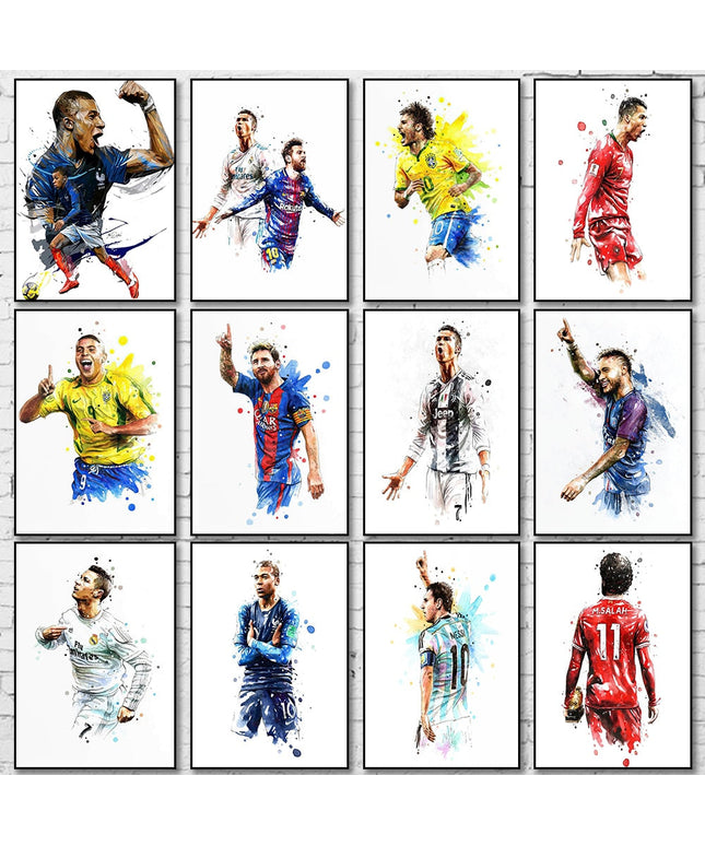 Artistic Brilliance: Soccer Superstar Watercolor Splash Wall Poster 
