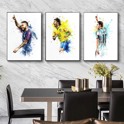 Artistic Brilliance: Soccer Superstar Watercolor Splash Wall Poster 
