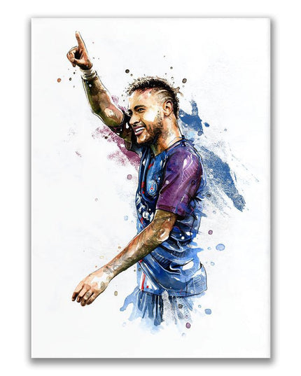 Artistic Brilliance: Soccer Superstar Watercolor Splash Wall Poster 