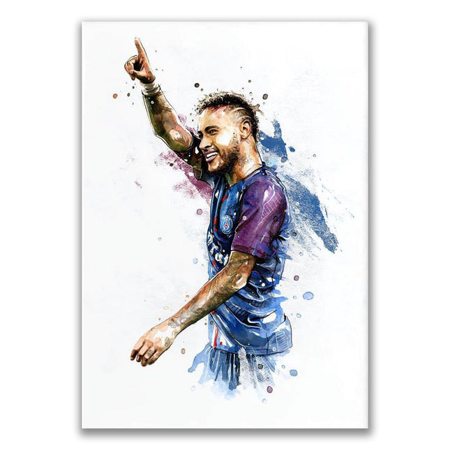 Artistic Brilliance: Soccer Superstar Watercolor Splash Wall Poster 