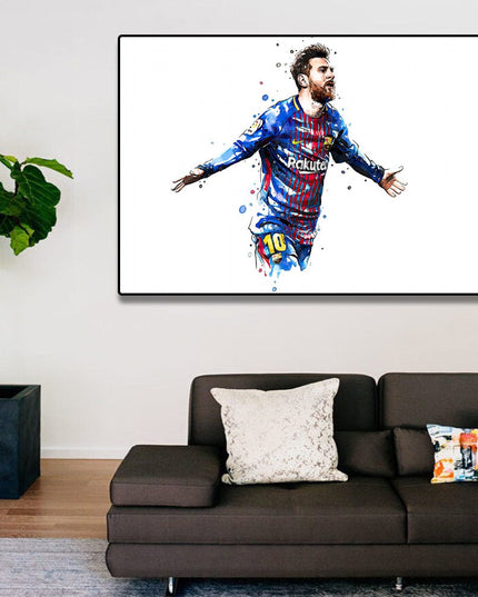 Artistic Brilliance: Soccer Superstar Watercolor Splash Wall Poster 
