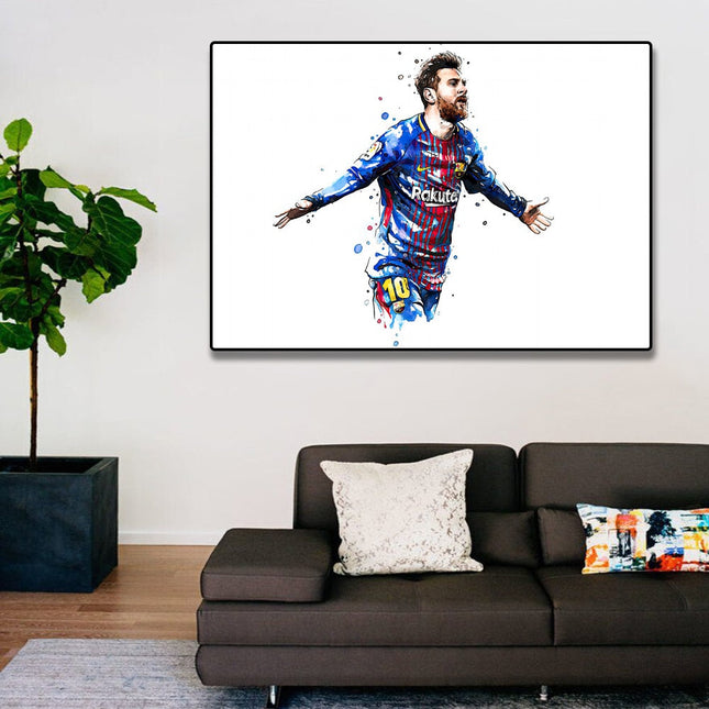 Artistic Brilliance: Soccer Superstar Watercolor Splash Wall Poster 