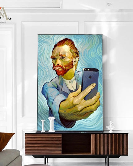 Artistic Selfie: Van Gogh-Inspired Creative Canvas Poster 