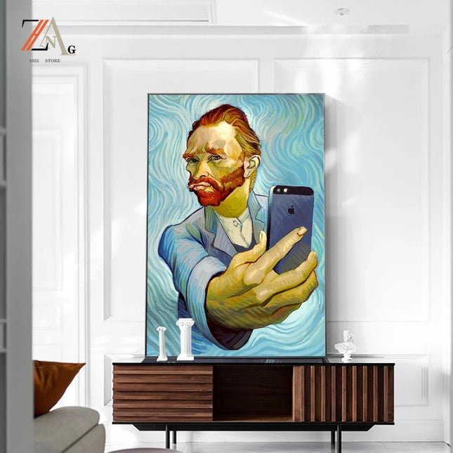 Artistic Selfie: Van Gogh-Inspired Creative Canvas Poster 