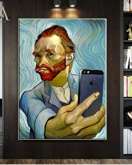 Artistic Selfie: Van Gogh-Inspired Creative Canvas Poster 