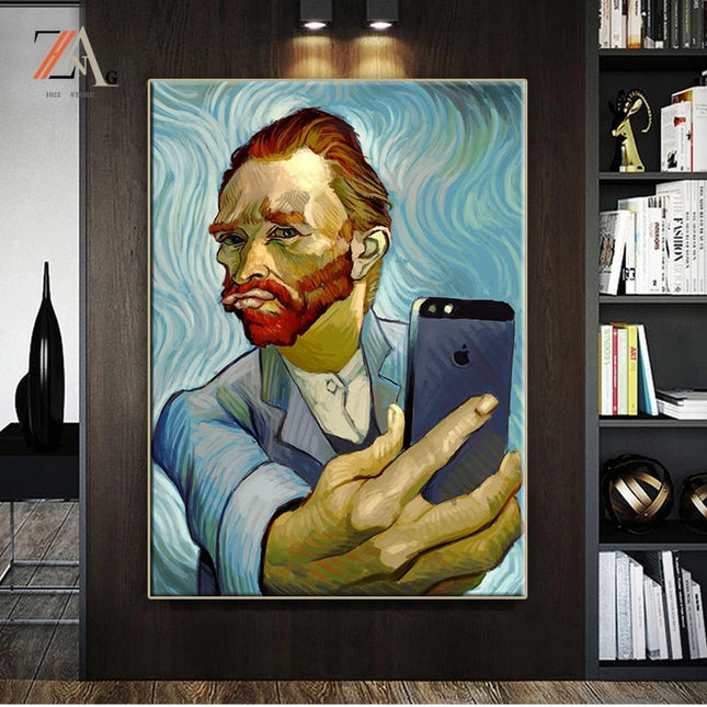 Artistic Selfie: Van Gogh-Inspired Creative Canvas Poster 