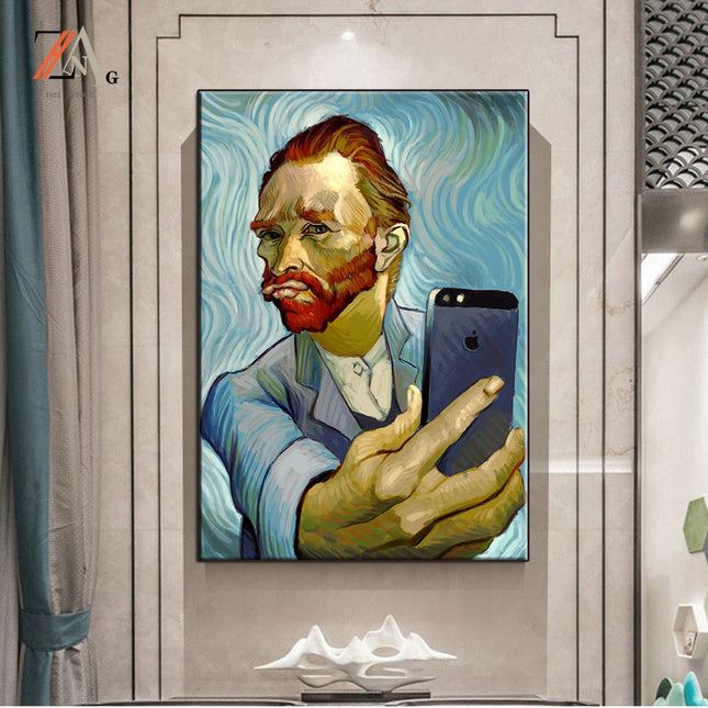 Artistic Selfie: Van Gogh-Inspired Creative Canvas Poster 