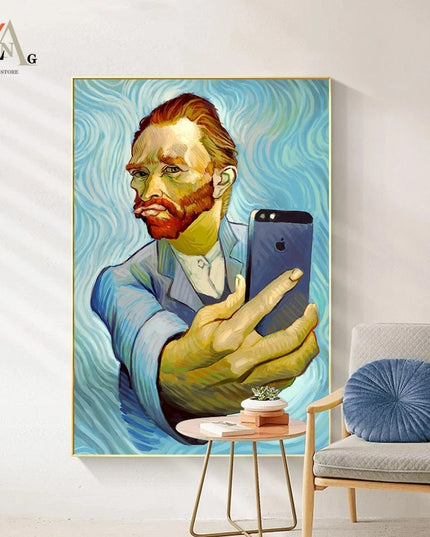 Artistic Selfie: Van Gogh-Inspired Creative Canvas Poster 