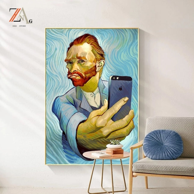 Artistic Selfie: Van Gogh-Inspired Creative Canvas Poster 