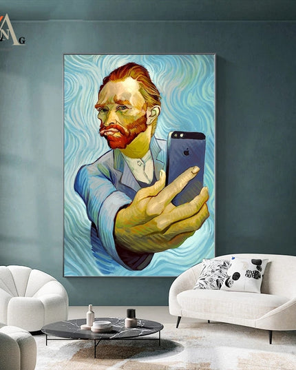 Artistic Selfie: Van Gogh-Inspired Creative Canvas Poster 