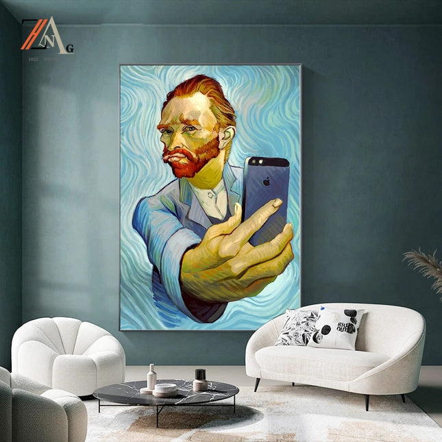 Artistic Selfie: Van Gogh-Inspired Creative Canvas Poster 