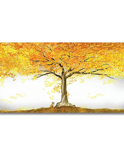 Autumn Splendor: Fall Golden Tree Canvas Print Wall Poster