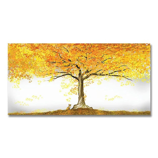 Autumn Splendor: Fall Golden Tree Canvas Print Wall Poster