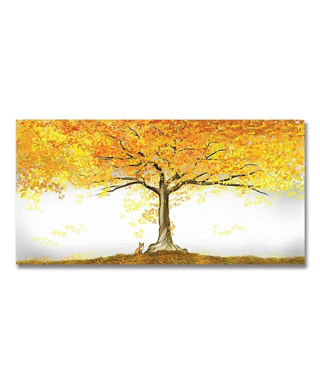 Autumn Splendor: Fall Golden Tree Canvas Print Wall Poster