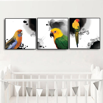 Avian Symphony: Abstract Watercolor Bird Canvas Poster 